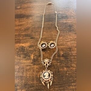 Gold and Black Vintage Floral Necklace and Earring set